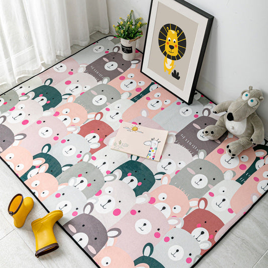 Multi-Color Kids Bedroom Rug Cartoon Animal Indoor Rug Synthetics Washable Anti-Slip Pet Friendly Carpet - Orange Pink - Clearhalo - 'Area Rug' - 'Rug' - 2106272