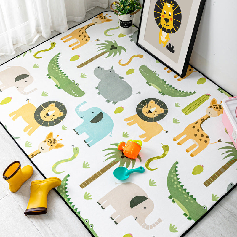 Multi-Color Kids Bedroom Rug Cartoon Animal Indoor Rug Synthetics Washable Anti-Slip Pet Friendly Carpet - Green - Clearhalo - 'Area Rug' - 'Rug' - 2106273