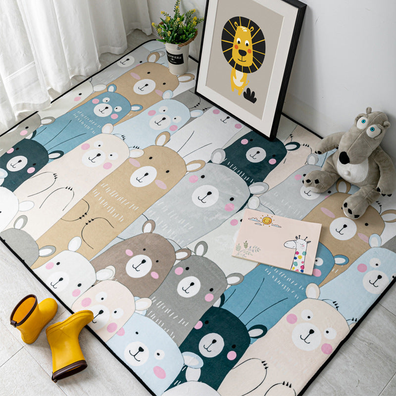 Multi-Color Kids Bedroom Rug Cartoon Animal Indoor Rug Synthetics Washable Anti-Slip Pet Friendly Carpet - Grey - Clearhalo - 'Area Rug' - 'Rug' - 2106275