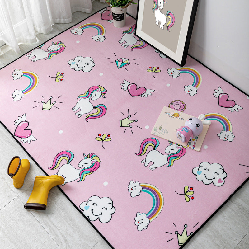 Multi-Color Kids Bedroom Rug Cartoon Animal Indoor Rug Synthetics Washable Anti-Slip Pet Friendly Carpet - Pink - Clearhalo - 'Area Rug' - 'Rug' - 2106277