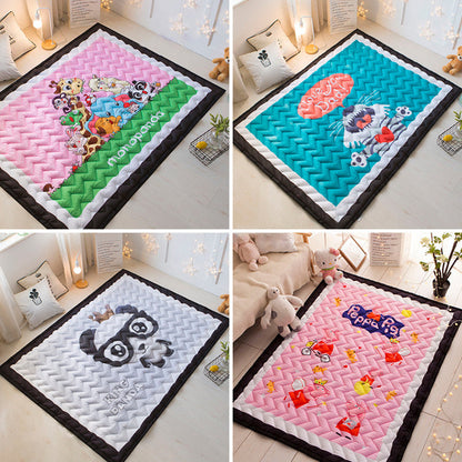 Cartoon Girls Room Rug Multi Colored Animal Print Chevron-Quilt Rug Polypropylene 21078423 Carpet