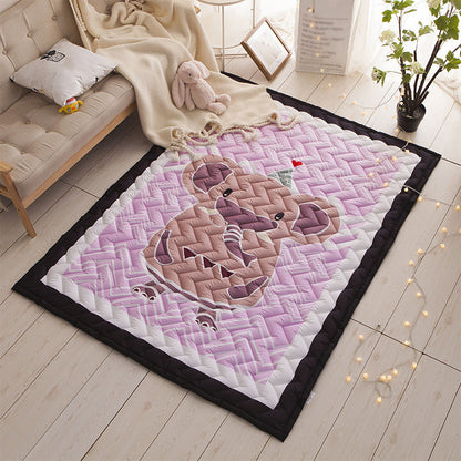 Cartoon Girls Room Rug Multi Colored Animal Print Chevron-Quilt Rug Polypropylene 21078423 Carpet