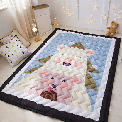 Cartoon Girls Room Rug Multi Colored Animal Print Chevron-Quilt Rug Polypropylene 21078423 Carpet