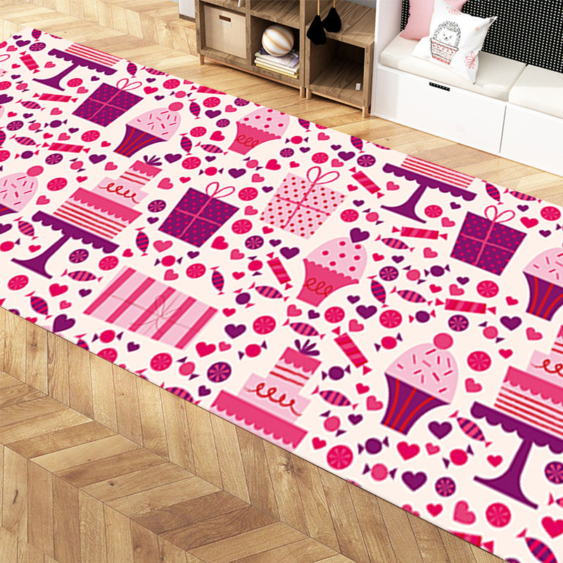Girlish Patterned Rug Multicolor Kids Rug Polyester Anti-Slip Backing Stain Resistant Washable Area Rug for Be - view 7