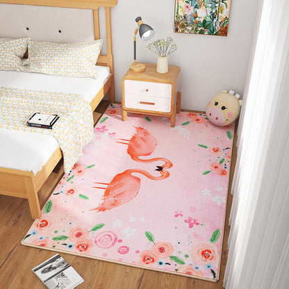 Scandinavian Girls Bedroom Rug Multi-Color Botanical Carpet Synthetics Machine Washable Stain Resistant Non-Slip Backing Rug Orange Pink Clearhalo 'Area Rug' 'Rug' 2106293