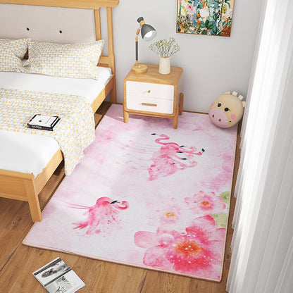 Scandinavian Girls Bedroom Rug Multi-Color Botanical Carpet Synthetics Machine Washable Stain Resistant Non-Slip Backing Rug Light Pink Clearhalo 'Area Rug' 'Rug' 2106294