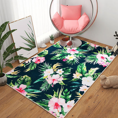 Scandinavian Girls Bedroom Rug Multi-Color Botanical Carpet Synthetics Machine Washable Stain Resistant Non-Slip Backing Rug Turquoise Clearhalo 'Area Rug' 'Rug' 2106296