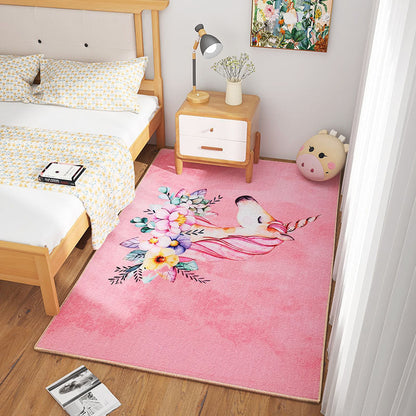 Scandinavian Girls Bedroom Rug Multi-Color Botanical Carpet Synthetics Machine Washable Stain Resistant Non-Slip Backing Rug Pink Clearhalo 'Area Rug' 'Rug' 2106303