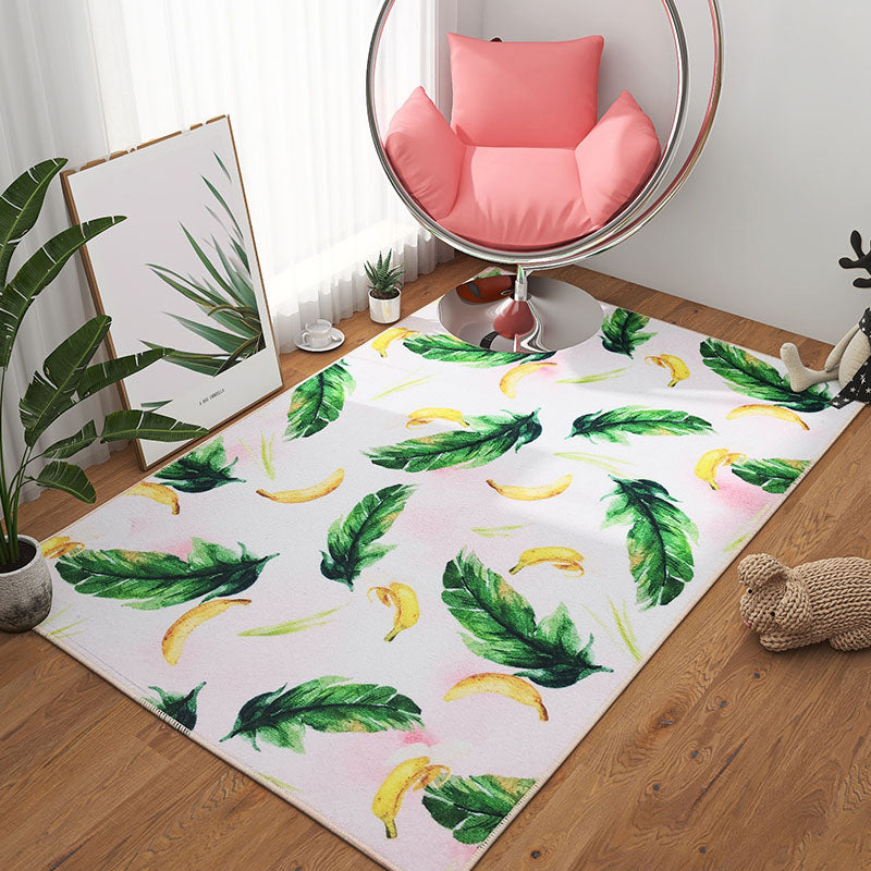 Scandinavian Girls Bedroom Rug Multi-Color Botanical Carpet Synthetics Machine Washable Stain Resistant Non-Slip Backing Rug Peacock Green Clearhalo 'Area Rug' 'Rug' 2106305