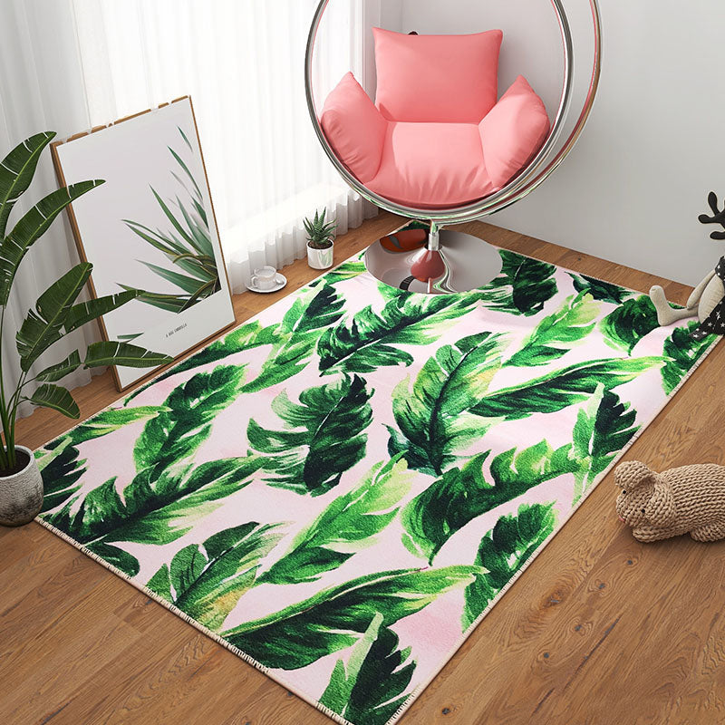 Scandinavian Girls Bedroom Rug Multi-Color Botanical Carpet Synthetics Machine Washable Stain Resistant Non-Slip Backing Rug Green Clearhalo 'Area Rug' 'Rug' 2106306