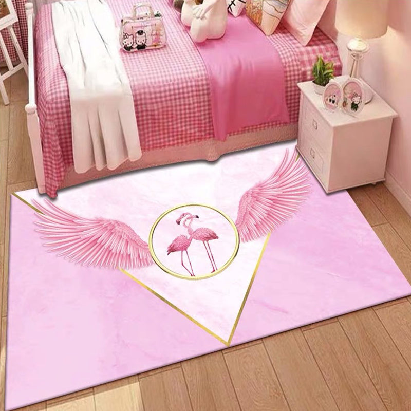 Romantic Multicolor Animal Print Rug Polypropylene Cartoon Area Rug Washable Stain Resistant Anti-Slip Carpet for Kids Room Pink-White Clearhalo 'Area Rug' 'Rug' 2106308