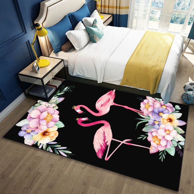 Romantic Multicolor Animal Print Rug Polypropylene Cartoon Area Rug Washable Stain Resistant Anti-Slip Carpet for Kids Room Black Clearhalo 'Area Rug' 'Rug' 2106311