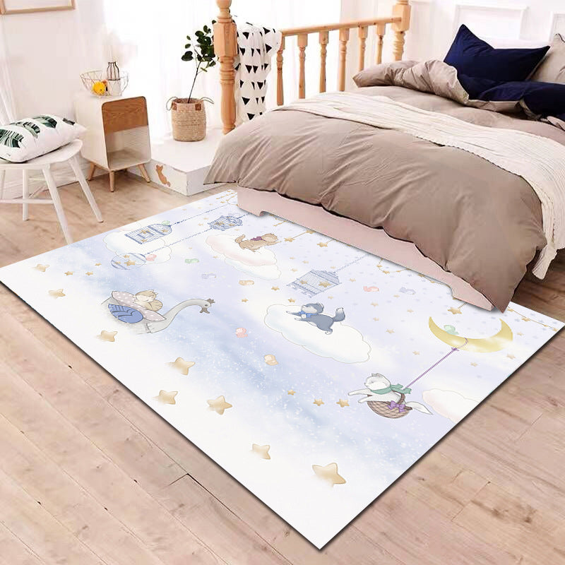 Multi-Colored Cartoon Rug Synthetics Animal Land Pattern Rug Anti-Slip Backing Machine Washable Pet Friendly Area Carpet for Baby Room - Purple-White - Clearhalo - 'Area Rug' - 'Rug' - 2106318