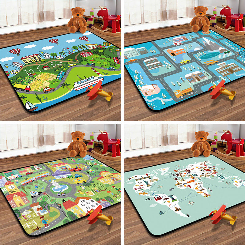 Learning Kids Rug Multi Color Navigation Map Rug Pet Friendly Washable Anti-Slip Backing Carpet for Childrens Room - Clearhalo - 'Area Rug' - 'Rug' - 2106322