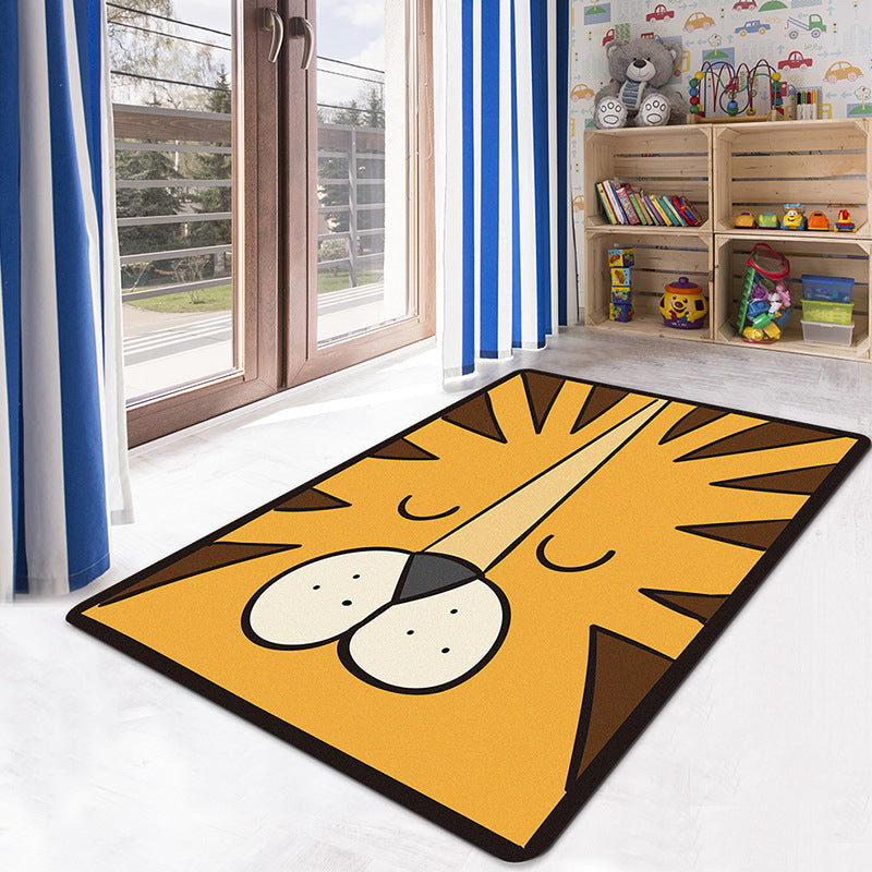 Multicolor Kids Playroom Rug Cartoon Digital Print Rug Polyester Anti-Slip Pet Friendly Stain Resistant Area Rug - Yellow-Brown - Clearhalo - 'Area Rug' - 'Rug' - 2106327