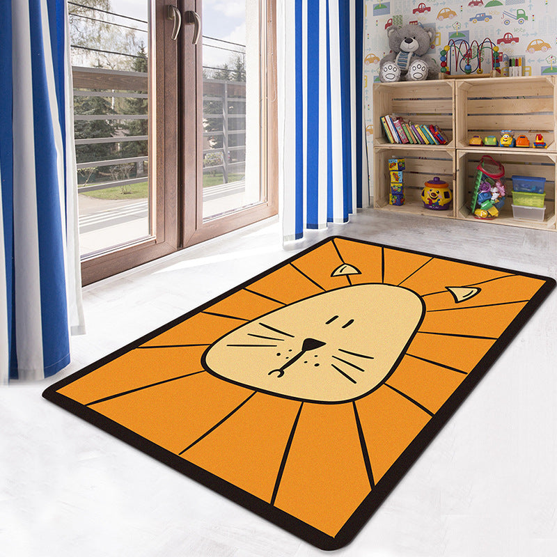 Multicolor Kids Playroom Rug Cartoon Digital Print Rug Polyester Anti-Slip Pet Friendly Stain Resistant Area Rug - Yellow - Clearhalo - 'Area Rug' - 'Rug' - 2106328