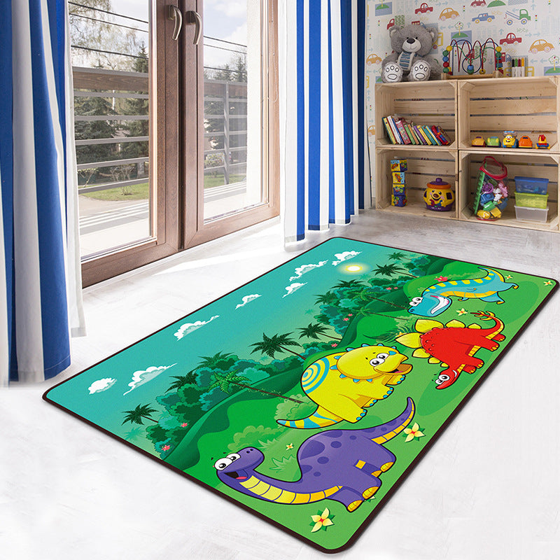 Multicolor Kids Playroom Rug Cartoon Digital Print Rug Polyester Anti-Slip Pet Friendly Stain Resistant Area Rug - Aqua - Clearhalo - 'Area Rug' - 'Rug' - 2106329