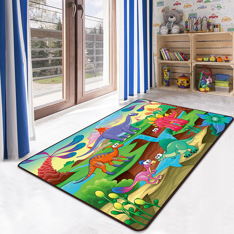 Multicolor Kids Playroom Rug Cartoon Digital Print Rug Polyester Anti-Slip Pet Friendly Stain Resistant Area Rug - Green - Clearhalo - 'Area Rug' - 'Rug' - 2106331