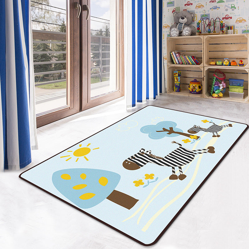 Multicolor Kids Playroom Rug Cartoon Digital Print Rug Polyester Anti-Slip Pet Friendly Stain Resistant Area Rug - Blue - Clearhalo - 'Area Rug' - 'Rug' - 2106332