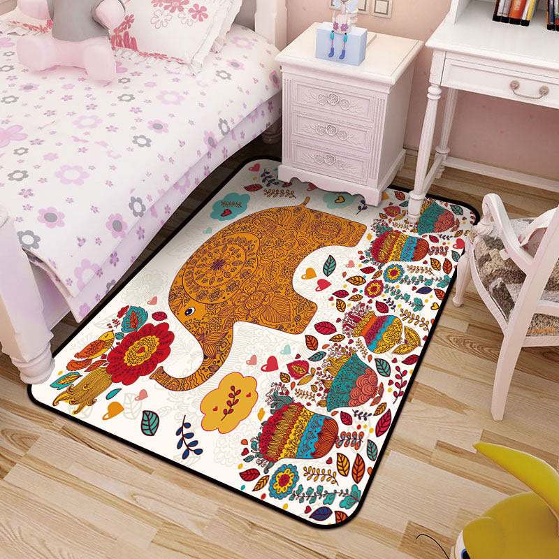 Childrens Art Drawing Print Rug Multi-Color Synthetics Rug Anti-Slip Pet Friendly Machine Washable Carpet for Nursery - Yellow - Clearhalo - 'Area Rug' - 'Rug' - 2106334