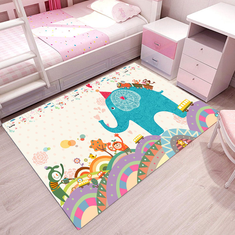 Multi-Colored Cartoon Area Rug Polyester Educational Pattern Rug Pet Friendly Stain Resistant Anti-Slip Carpet for Child Bedroom - White - Clearhalo - 'Area Rug' - 'Rug' - 2106344