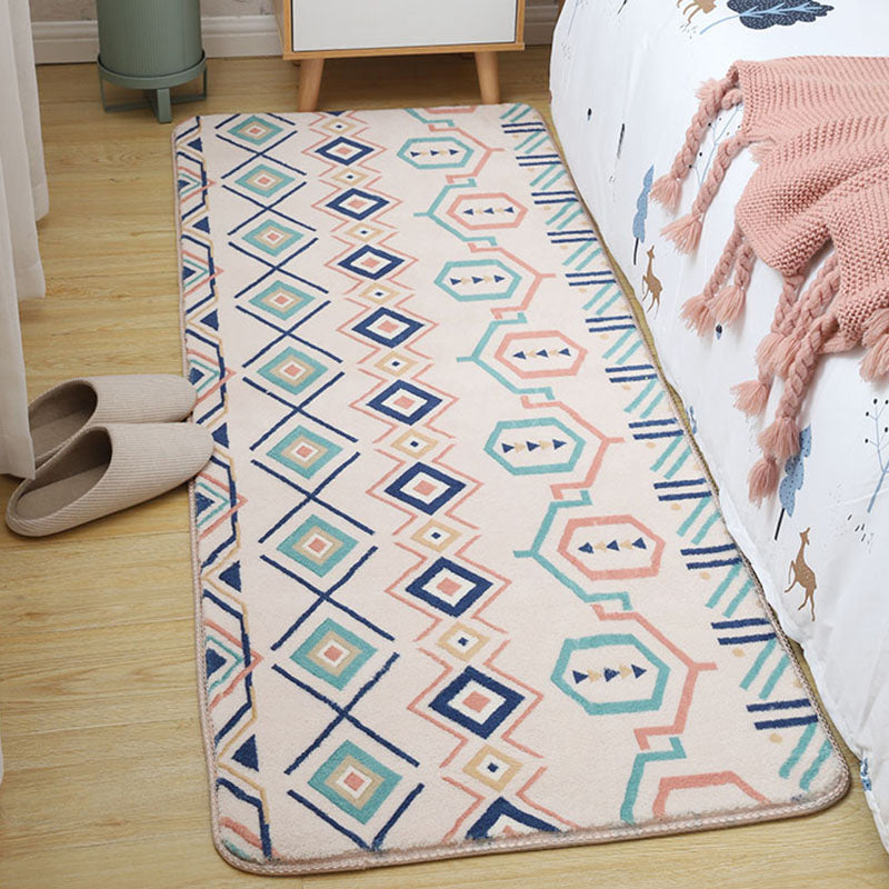 Simple Geometric Print Rug Multi Colored Nordic Carpet Cotton Machine Wash Rug for Home White Clearhalo 'Area Rug' 'Rug' 2106355