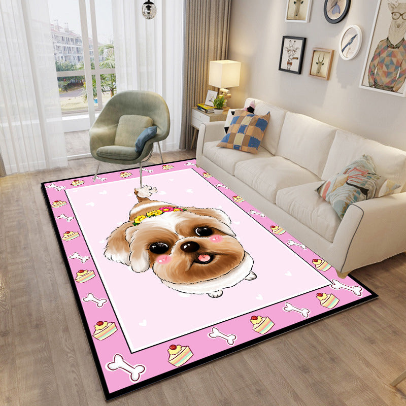 Childhood Multi-Color Cartoon Rug Polypropylene Animal Carpet Non-Slip Backing Stain Resistant Washable Rug for Baby Room - Pink - Clearhalo - 'Area Rug' - 'Rug' - 2106366