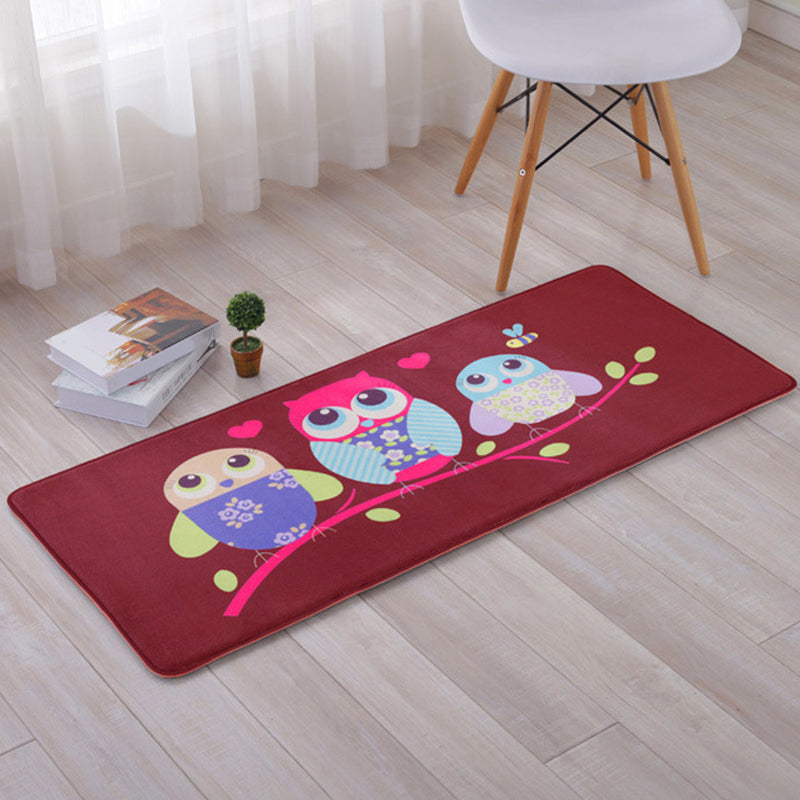 Lovely Multicolor Animal Patterned Rug Synthetics Kids Carpet Washable Stain Resistant Non-Slip Rug for Bedroom - Crimson - 1'8" x 3'11" - Clearhalo - 'Area Rug' - 'Rug' - 2106371