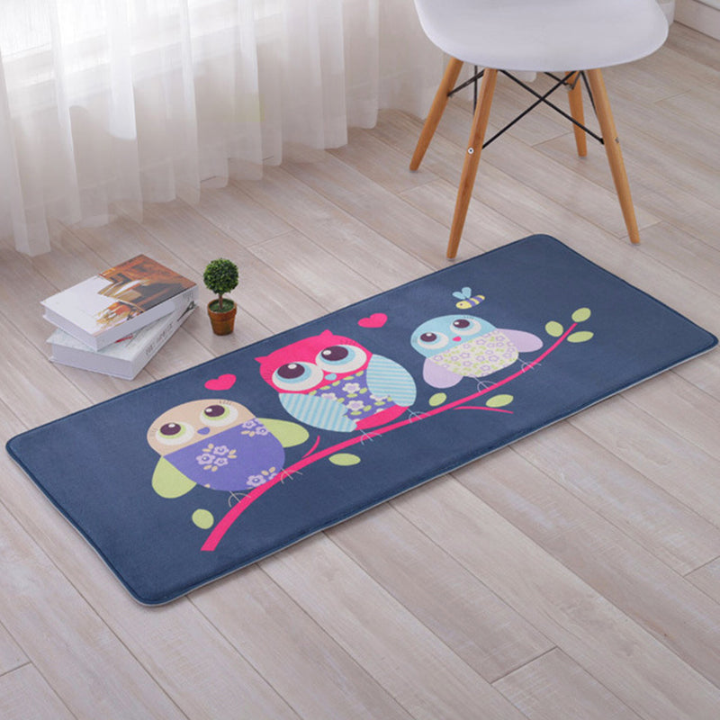 Lovely Multicolor Animal Patterned Rug Synthetics Kids Carpet Washable Stain Resistant Non-Slip Rug for Bedroom - Dark Navy - 1'8" x 3'11" - Clearhalo - 'Area Rug' - 'Rug' - 2106372