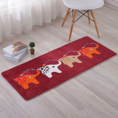 Lovely Multicolor Animal Patterned Rug Synthetics Kids Carpet Washable Stain Resistant Non-Slip Rug for Bedroom - Red - 1'8" x 3'11" - Clearhalo - 'Area Rug' - 'Rug' - 2106374