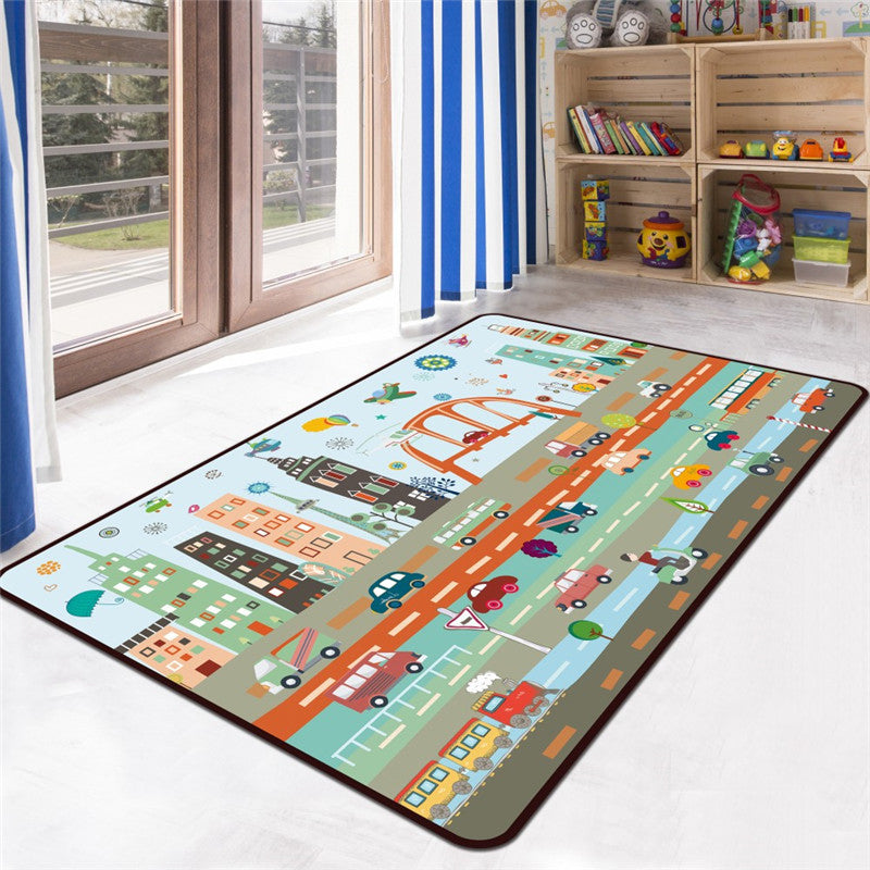 Kids Game Rug Multi Color Polypropylene Area Carpet Pet Friendly Non-Slip Washable Rug for Childrens Bedroom - Light Green - Clearhalo - 'Area Rug' - 'Rug' - 2106387