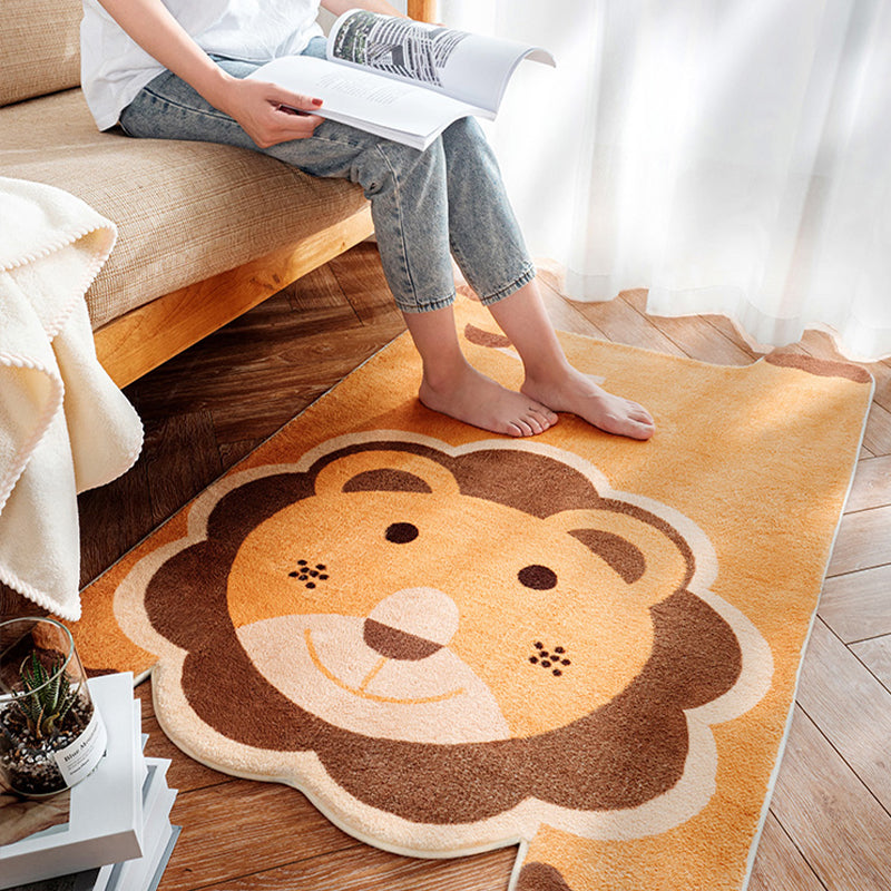 Irregular Shaped Animal Rug Multicolor Cartoon Carpet Synthetics Non-Slip Backing Machine Washable Pet Friendly Rug for Nursery