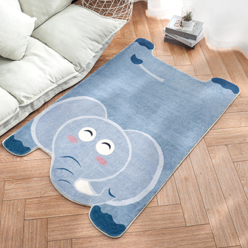 Irregular Shaped Animal Rug Multicolor Cartoon Carpet Synthetics Non-Slip Backing Machine Washable Pet Friendly Rug for Nursery