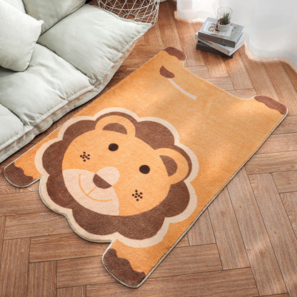 Irregular Shaped Animal Rug Multicolor Cartoon Carpet Synthetics Non-Slip Backing Machine Washable Pet Friendly Rug for Nursery