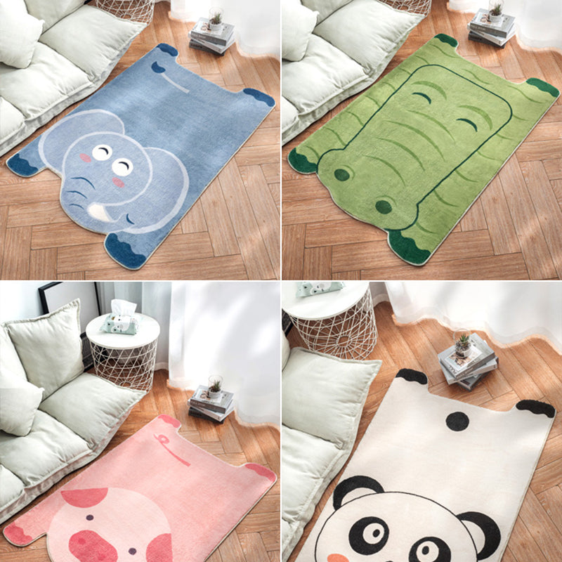 Irregular Shaped Animal Rug Multicolor Cartoon Carpet Synthetics Non-Slip Backing Machine Washable Pet Friendly Rug for Nursery