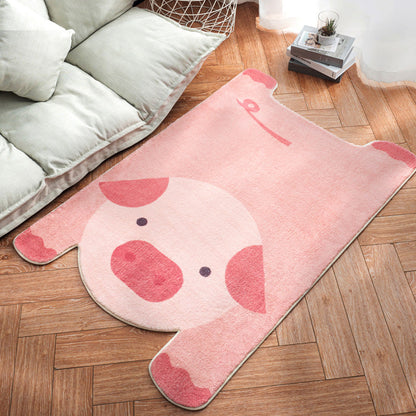 Irregular Shaped Animal Rug Multicolor Cartoon Carpet Synthetics Non-Slip Backing Machine Washable Pet Friendly Rug for Nursery