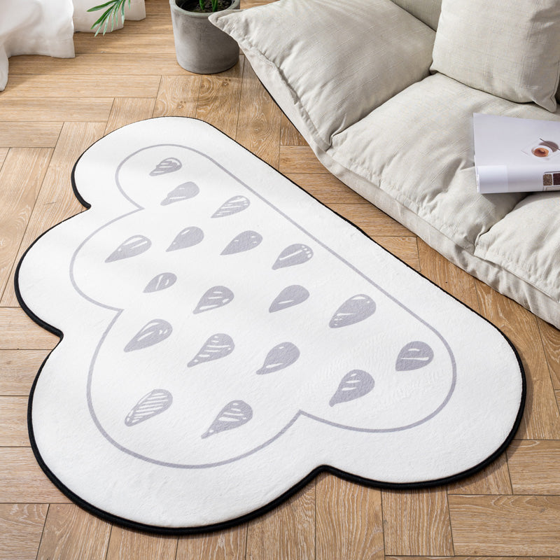 Novelty Kids Area Rug Multi Color Raindrop Cloud-Shaped Rug Anti-Slip Backing Washable Pet Friendly Carpet for Bedroom