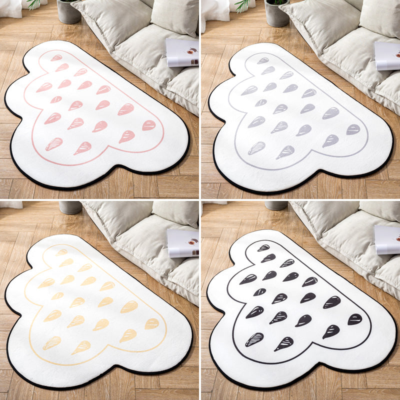 Novelty Kids Area Rug Multi Color Raindrop Cloud-Shaped Rug Anti-Slip Backing Washable Pet Friendly Carpet for Bedroom