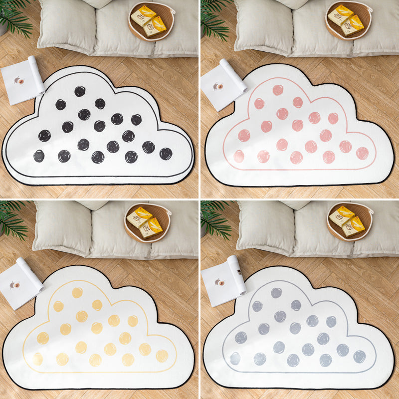 Novelty Kids Area Rug Multi Color Raindrop Cloud-Shaped Rug Anti-Slip Backing Washable Pet Friendly Carpet for Bedroom