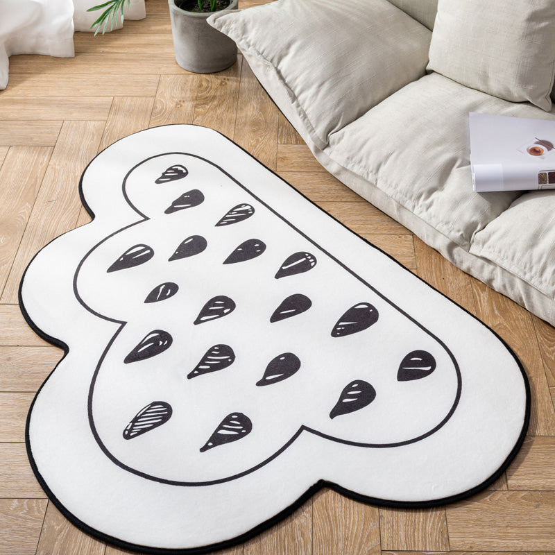 Novelty Kids Area Rug Multi Color Raindrop Cloud-Shaped Rug Anti-Slip Backing Washable Pet Friendly Carpet for Bedroom