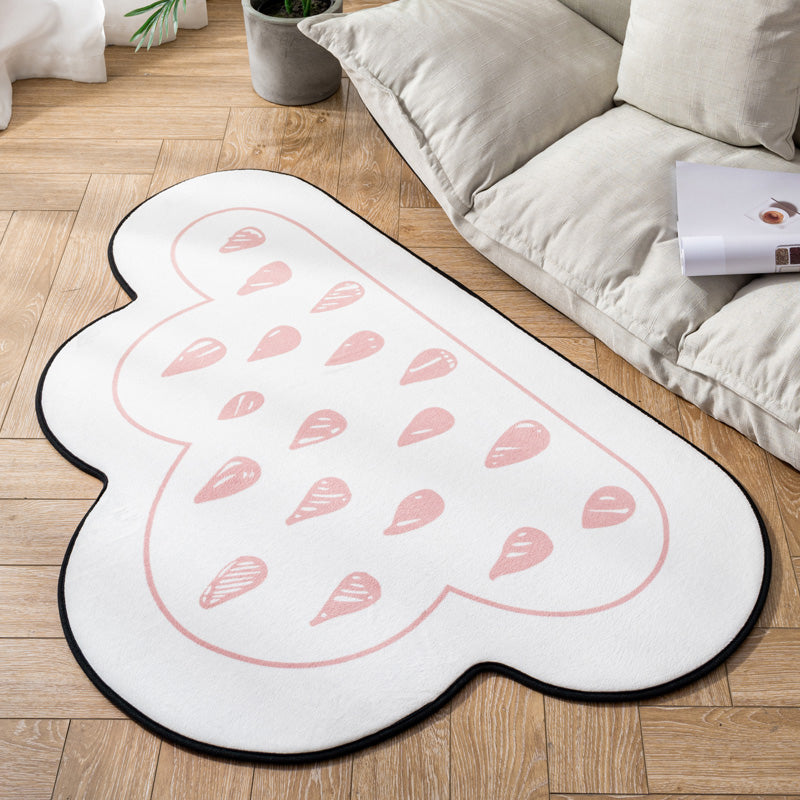 Novelty Kids Area Rug Multi Color Raindrop Cloud-Shaped Rug Anti-Slip Backing Washable Pet Friendly Carpet for Bedroom