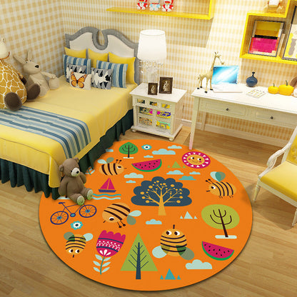 Cartoon Character Indoor Rug Multi Colored Polyester Carpet Stain Resistant Non-Slip Backing Pet Friendly Rug for Child Room