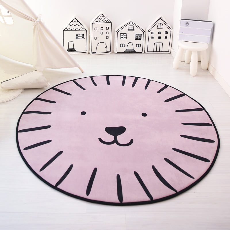 Multi-Color Animal Rug Cotton Kids Style Rug Easy Care Anti-Slip Backing Carpet for Playroom - Purple-Pink - Clearhalo - 'Area Rug' - 'Rug' - 2106430