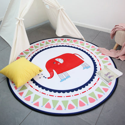 Multi-Color Animal Rug Cotton Kids Style Rug Easy Care Anti-Slip Backing Carpet for Playroom - White - Clearhalo - 'Area Rug' - 'Rug' - 2106431