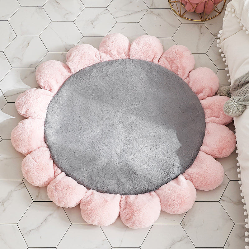 Sunflower Shaped Plain Rug Multi-Color Kids Rug Polypropylene Pet Friendly Anti-Slip Backing Stain Resistant Rug for Baby Girl Room Grey Clearhalo 'Area Rug' 'Rug' 2106438