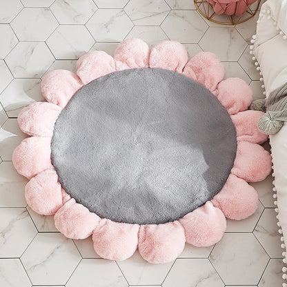 Sunflower Shaped Plain Rug Multi-Color Kids Rug Polypropylene Pet Friendly Anti-Slip Backing Stain Resistant Rug for Baby Girl Room Grey Clearhalo 'Area Rug' 'Rug' 2106438