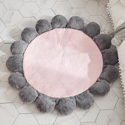 Sunflower Shaped Plain Rug Multi-Color Kids Rug Polypropylene Pet Friendly Anti-Slip Backing Stain Resistant Rug for Baby Girl Room Pink Clearhalo 'Area Rug' 'Rug' 2106441