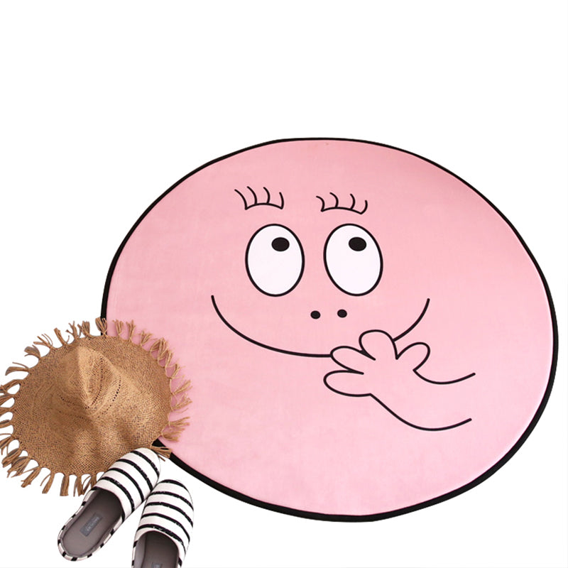 Pink Baby Room Rug Nordic Face Expression Sketch Rug Synthetics Pet Friendly Washable Non-Slip Backing Area Carpet - Clearhalo - 'Area Rug' - 'Rug' - 2106446