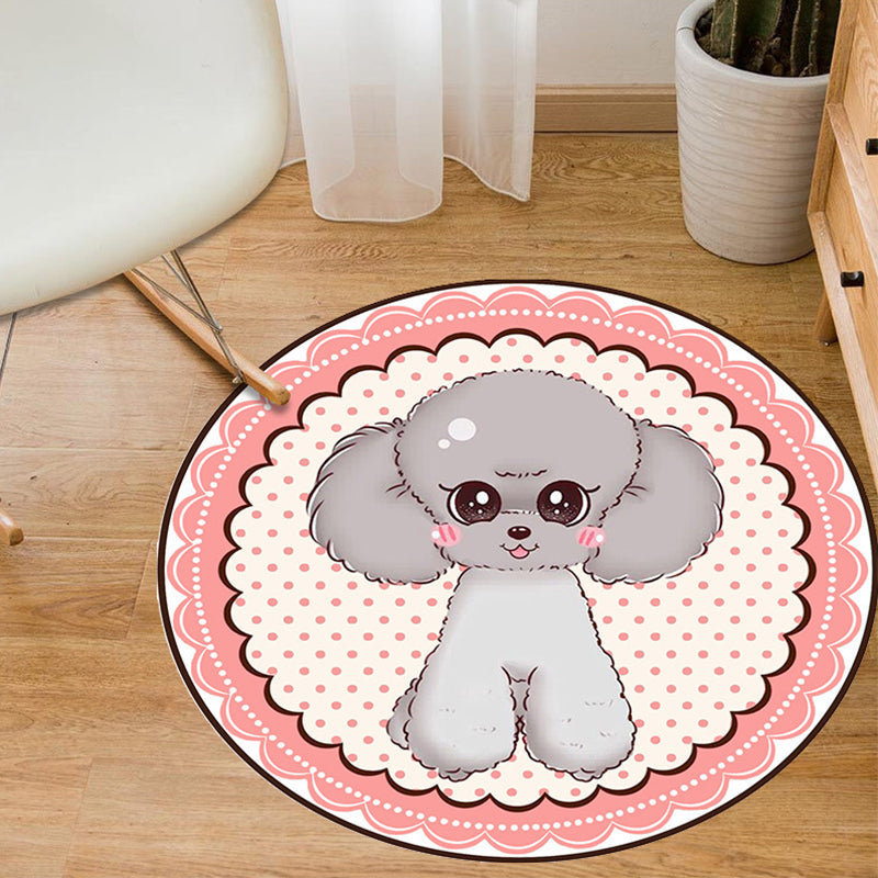 Multi-Color Nursery Rug Cartoon Animal Area Rug Polyester Non-Slip Backing Pet Friendly Machine Washable Carpet - Pink - Clearhalo - 'Area Rug' - 'Rug' - 2106456