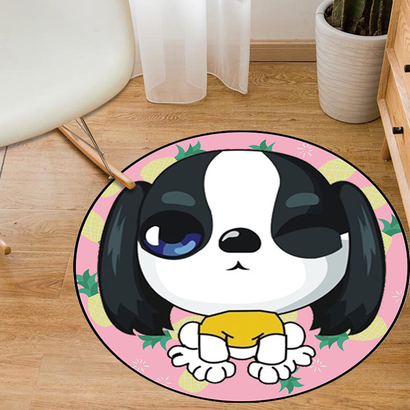 Multi-Color Nursery Rug Cartoon Animal Area Rug Polyester Non-Slip Backing Pet Friendly Machine Washable Carpet - Black - Clearhalo - 'Area Rug' - 'Rug' - 2106458